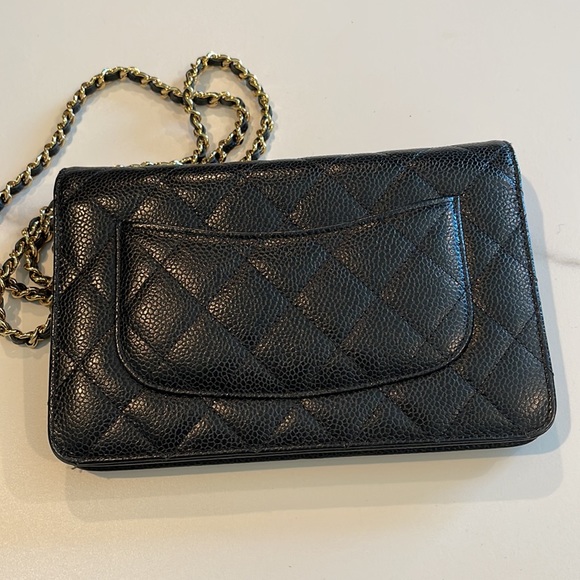 Chanel Wallet on Chain Gold Hardware Black Caviar Leather Cross Body Bag - Picture 14 of 17